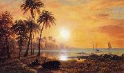 Albert Bierstadt Tropical Landscape with Fishing Boats in Bay France oil painting artist